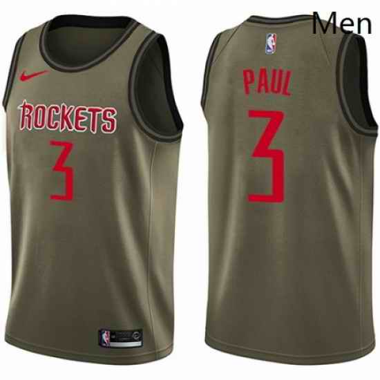Mens Nike Houston Rockets 3 Chris Paul Swingman Green Salute to Service NBA Jersey